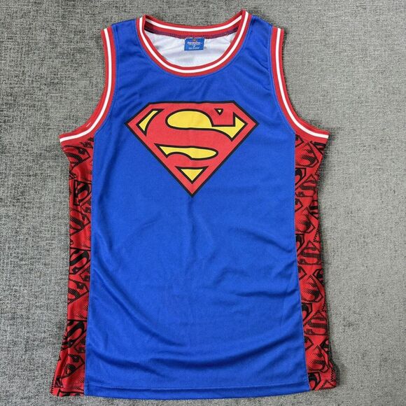 Superman DC Comics‎ Jersey Men's M Camo Emblem Print Superman Tank Blue Red - Picture 1 of 6